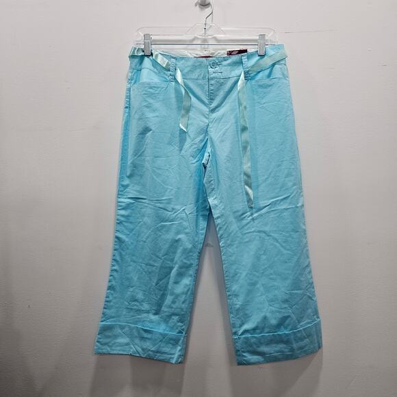 SO NEW W/TAG VINTAGE Y2K Stretch Crop Capri Pants Aqua Blue Junior 9 Kohls - Picture 1 of 5